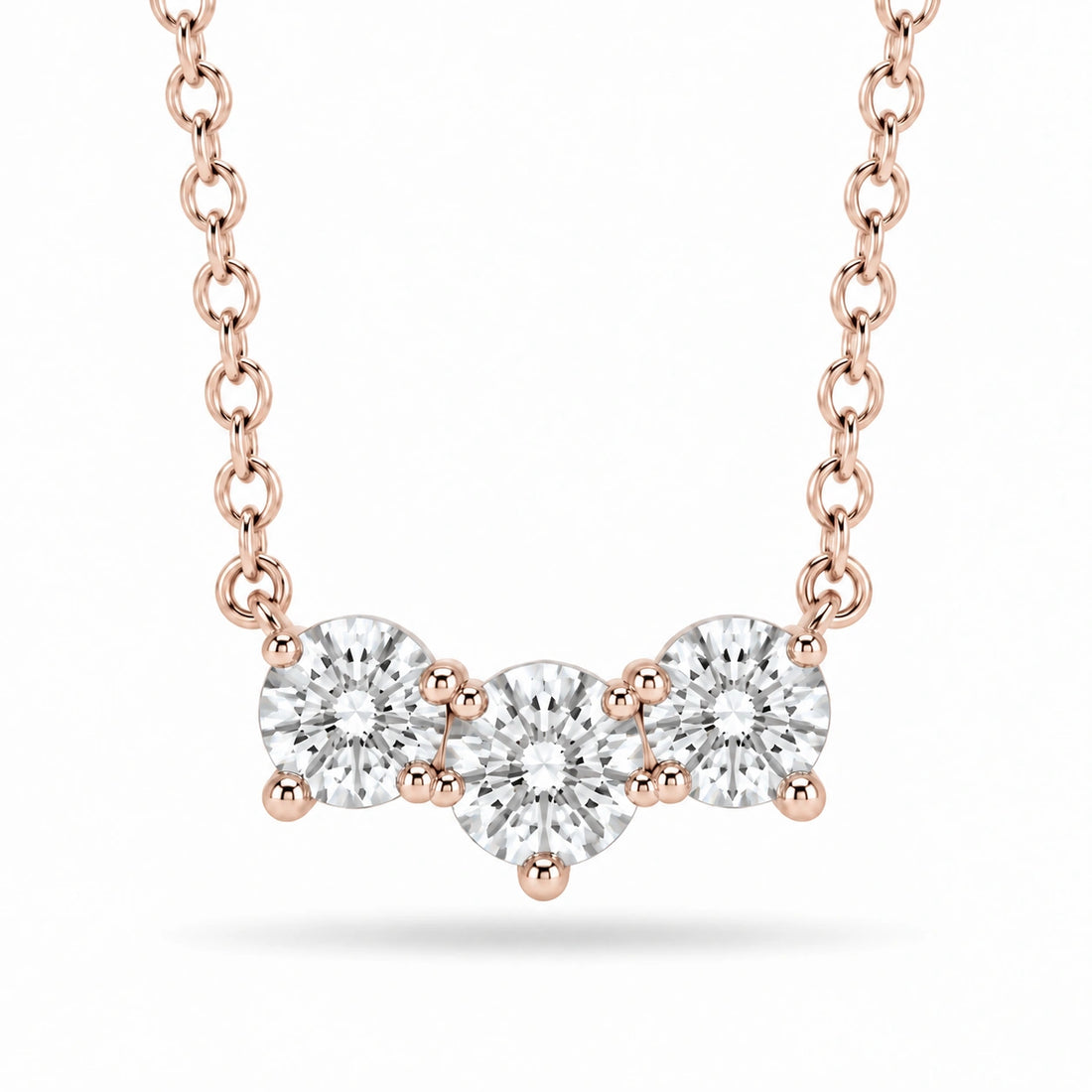 Three-Stone Lab Diamond Pendant in 14K Rose Gold