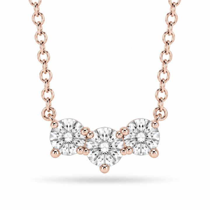 Three-Stone Lab Diamond Pendant in 14K Rose Gold, product visualization