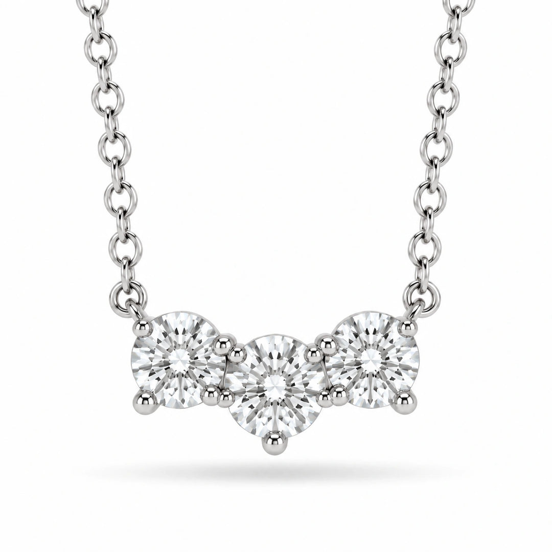 Three-Stone Lab Diamond Pendant in 14K White Gold, product visualization