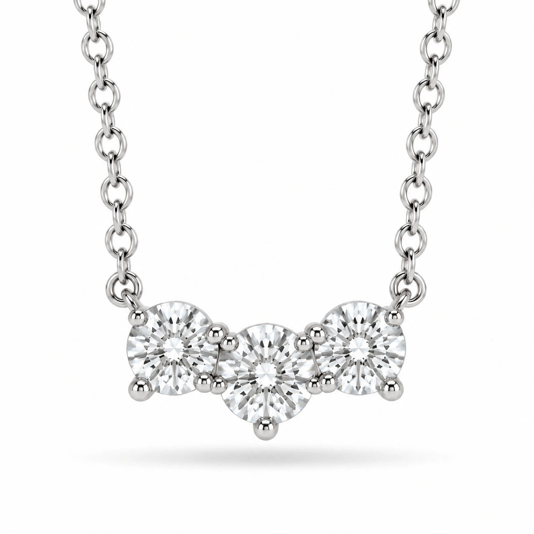 Three-Stone Lab Diamond Pendant in 14K White Gold
