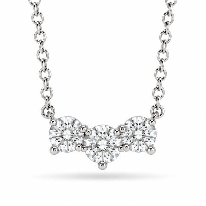 Three-Stone Lab Diamond Pendant in 14K White Gold, product visualization