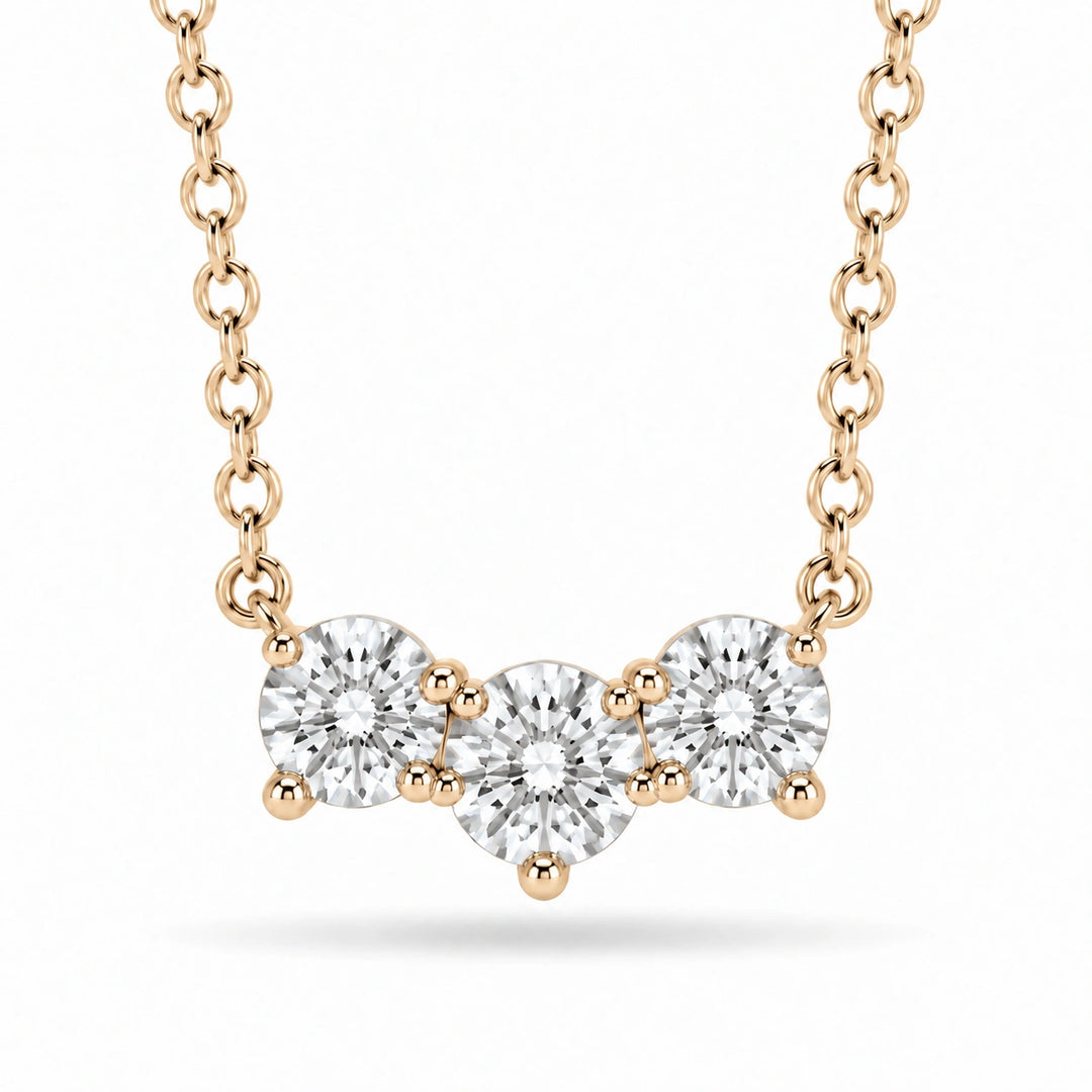Three-Stone Lab Diamond Pendant in 14K Yellow Gold, product visualization