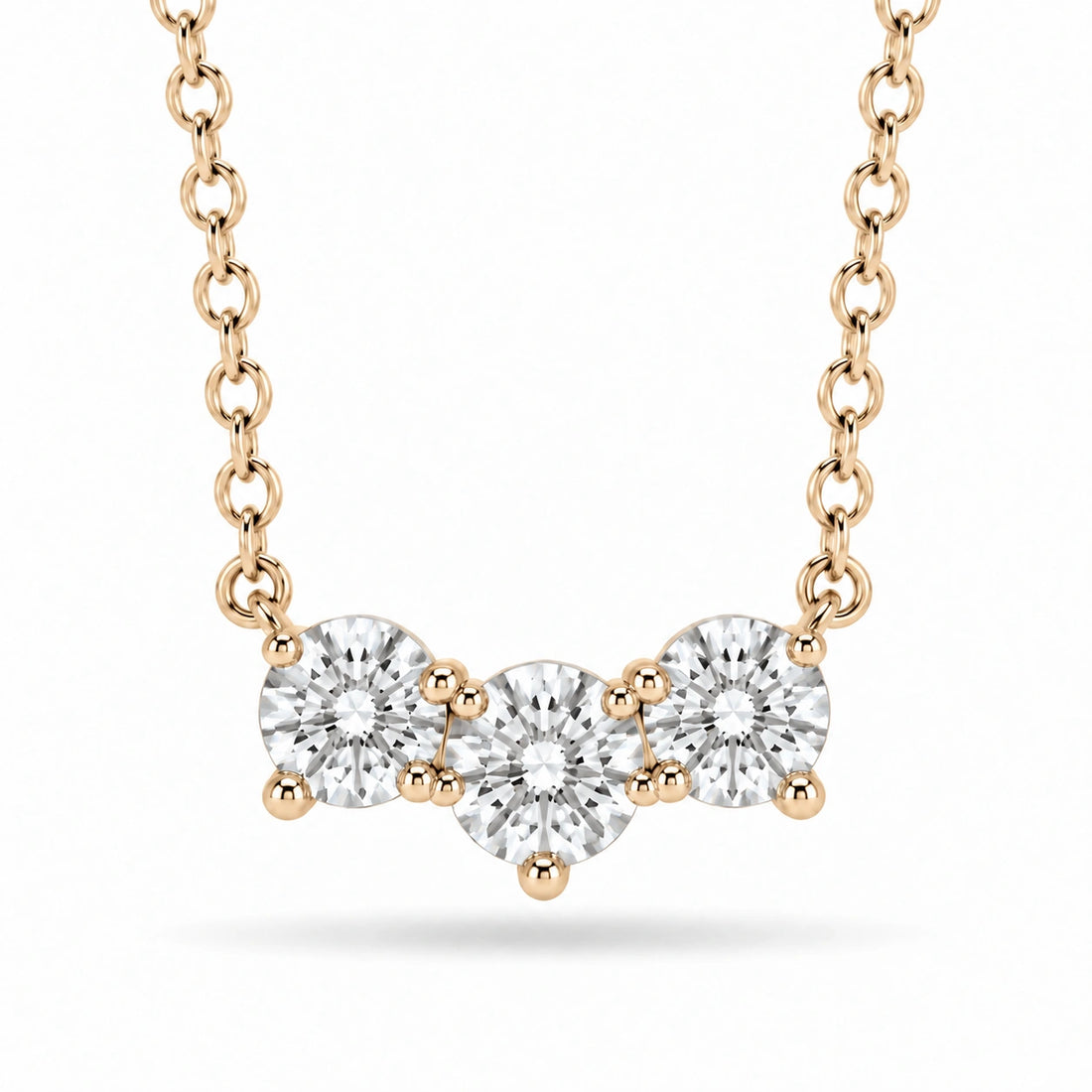 Three-Stone Lab Diamond Pendant in 14K Yellow Gold