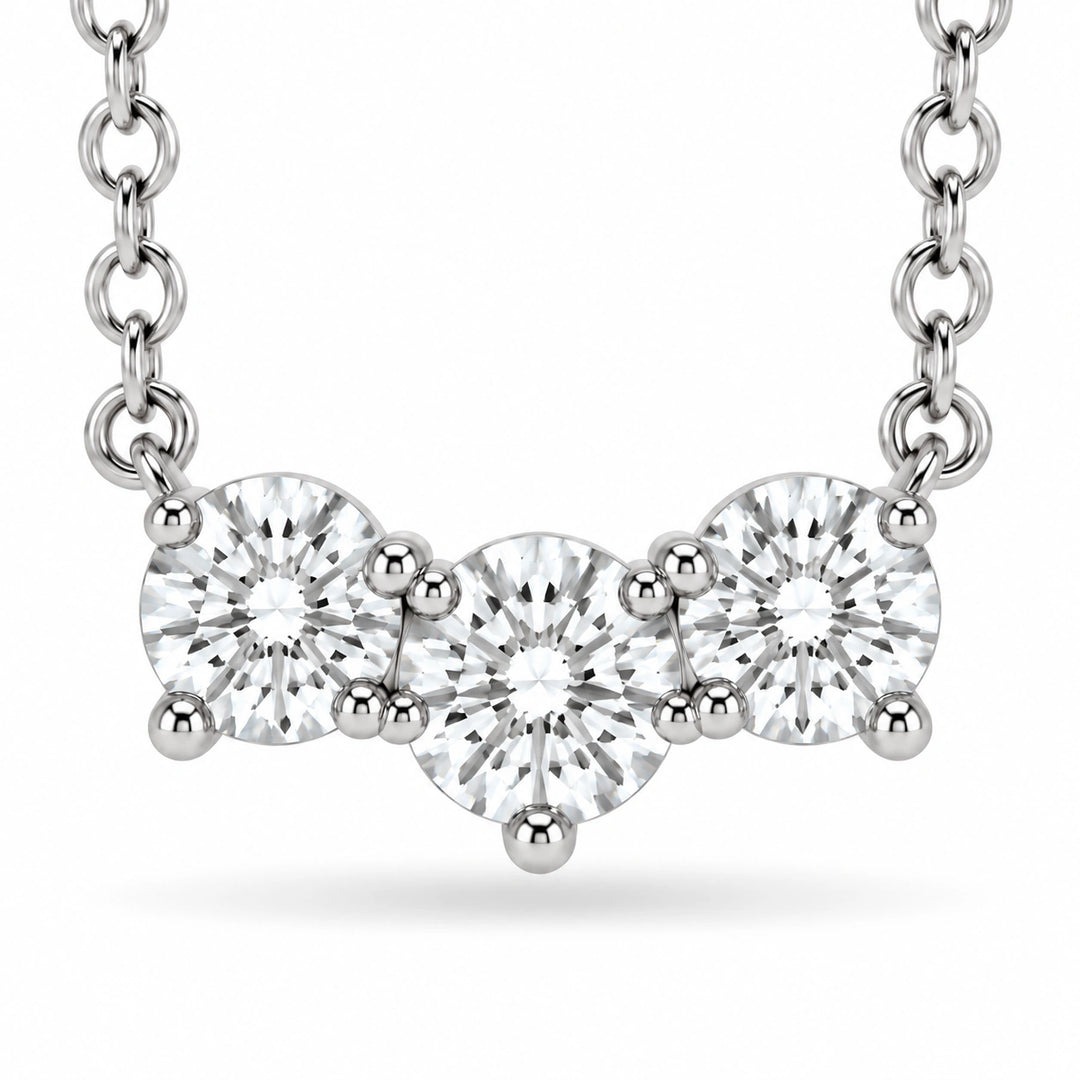 Three-Stone Lab Diamond Pendant close-up detail, product visualization