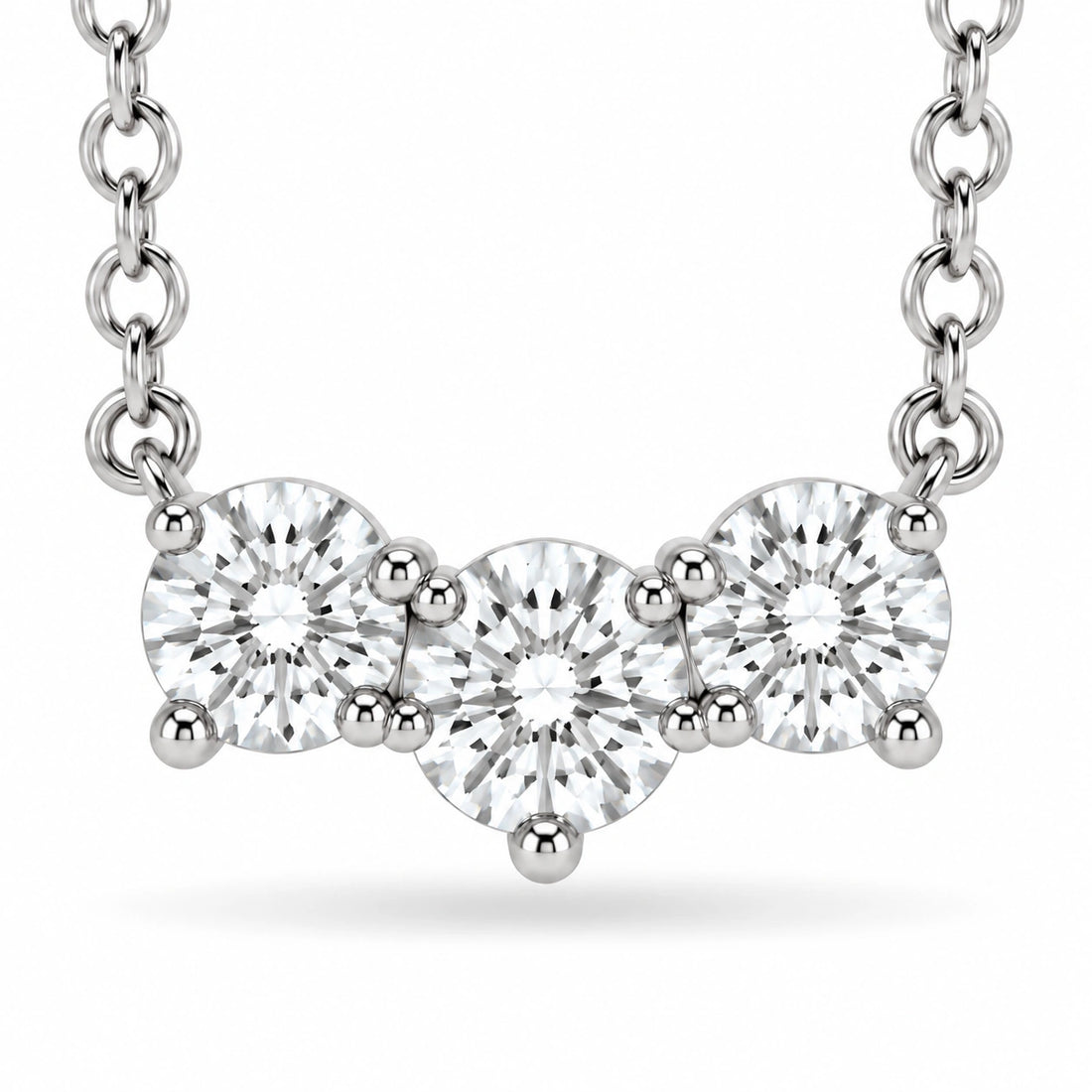 Three-Stone Lab Diamond Pendant close-up detail