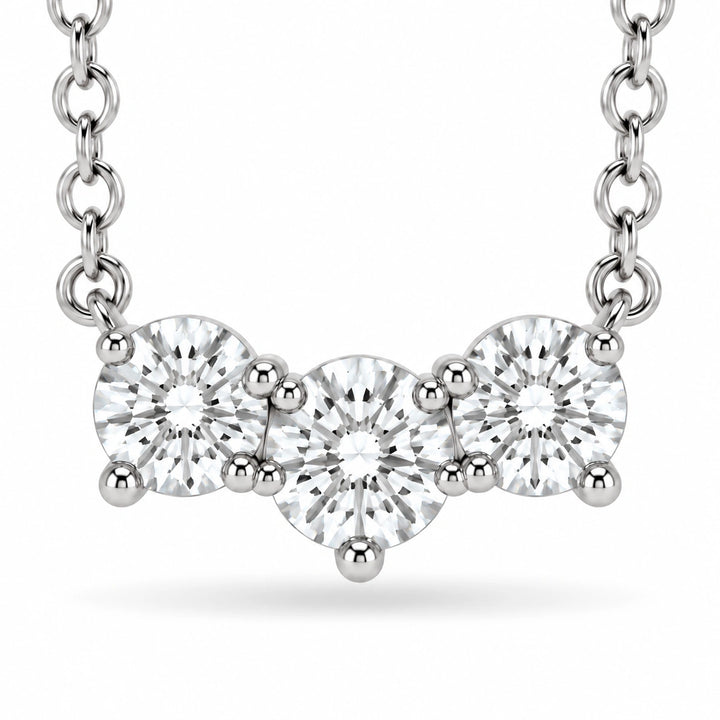 Three-Stone Lab Diamond Pendant close-up detail, product visualization