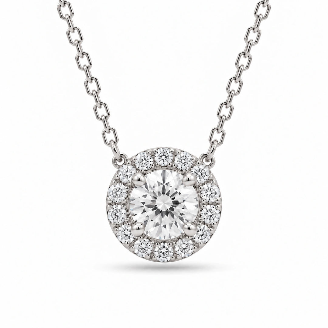 Four-Prong Round Lab Diamond Solitaire Pendant in Platinum 950, product visualization