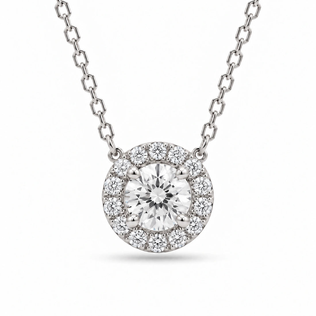 Four-Prong Round Lab Diamond Solitaire Pendant in Platinum 950