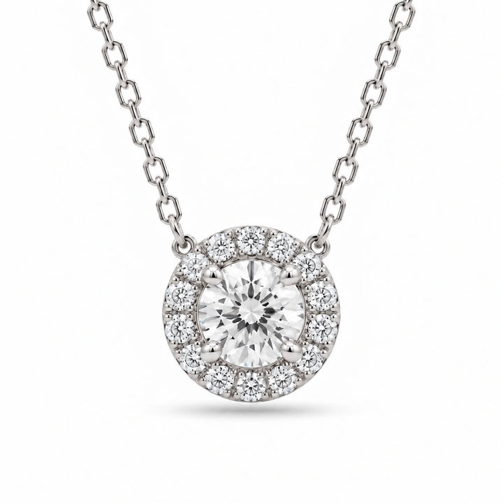 Four-Prong Round Lab Diamond Solitaire Pendant in Platinum 950, product visualization