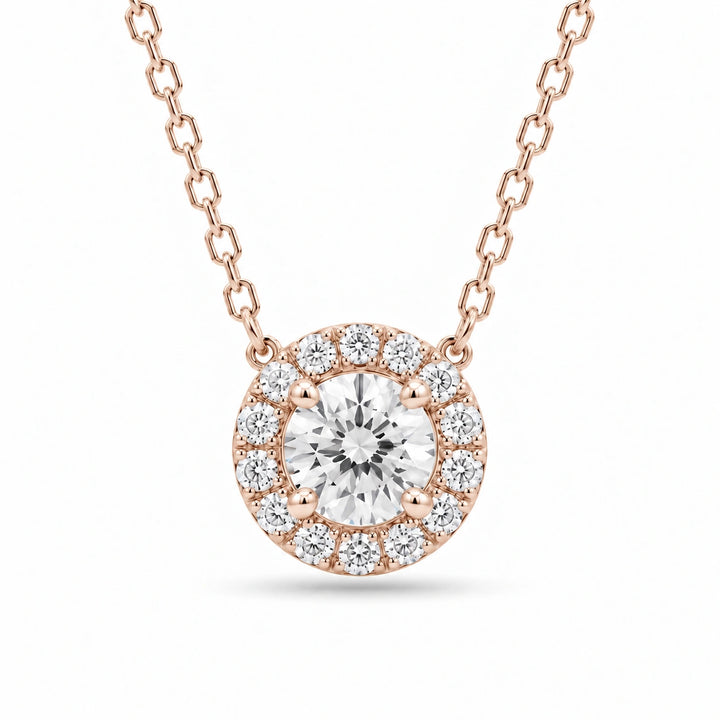 Four-Prong Round Lab Diamond Solitaire Pendant in 14K Rose Gold, product visualization
