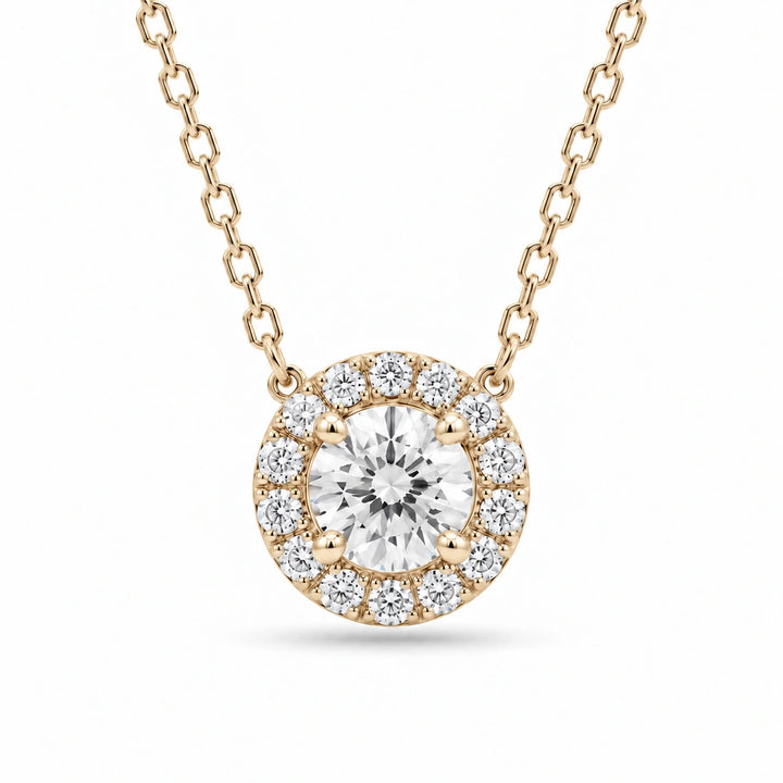 Four-Prong Round Lab Diamond Solitaire Pendant in 14K Yellow Gold, product visualization