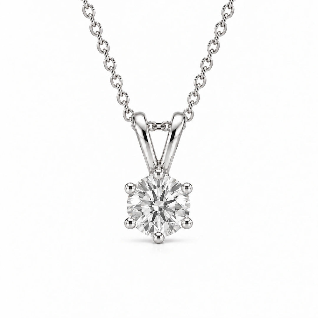Six-Prong Round Lab Diamond Solitaire Pendant in Platinum 950, product visualization