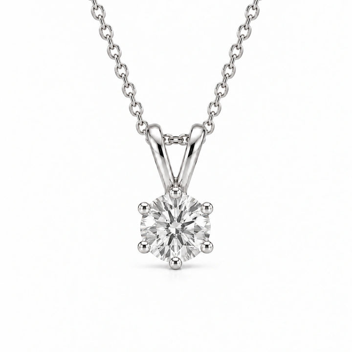 Six-Prong Round Lab Diamond Solitaire Pendant in Platinum 950, product visualization