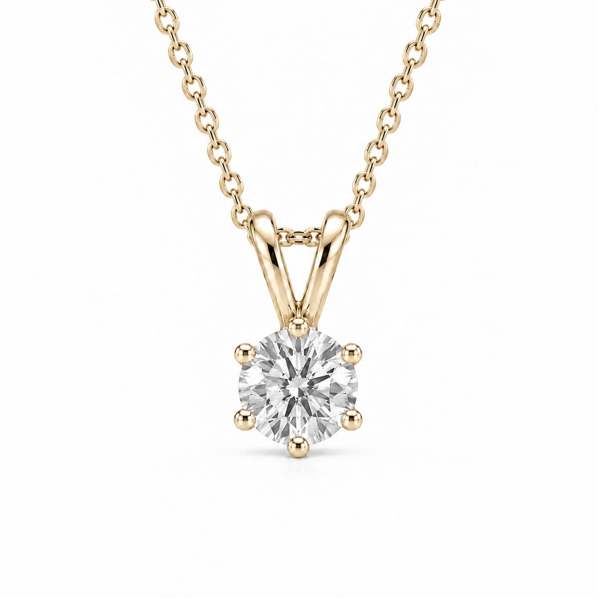 Six-Prong Round Lab Diamond Solitaire Pendant — 0.50ct