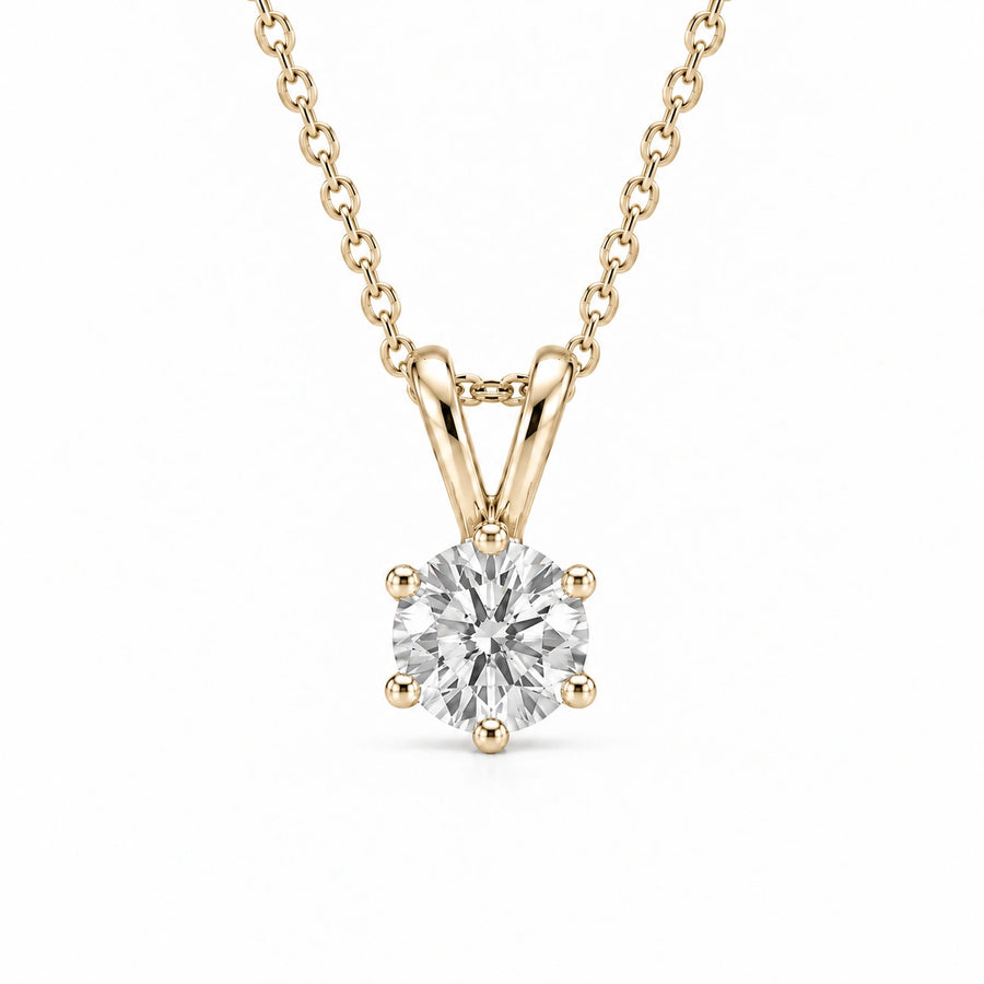 Six-Prong Round Lab Diamond Solitaire Pendant — 0.50ct