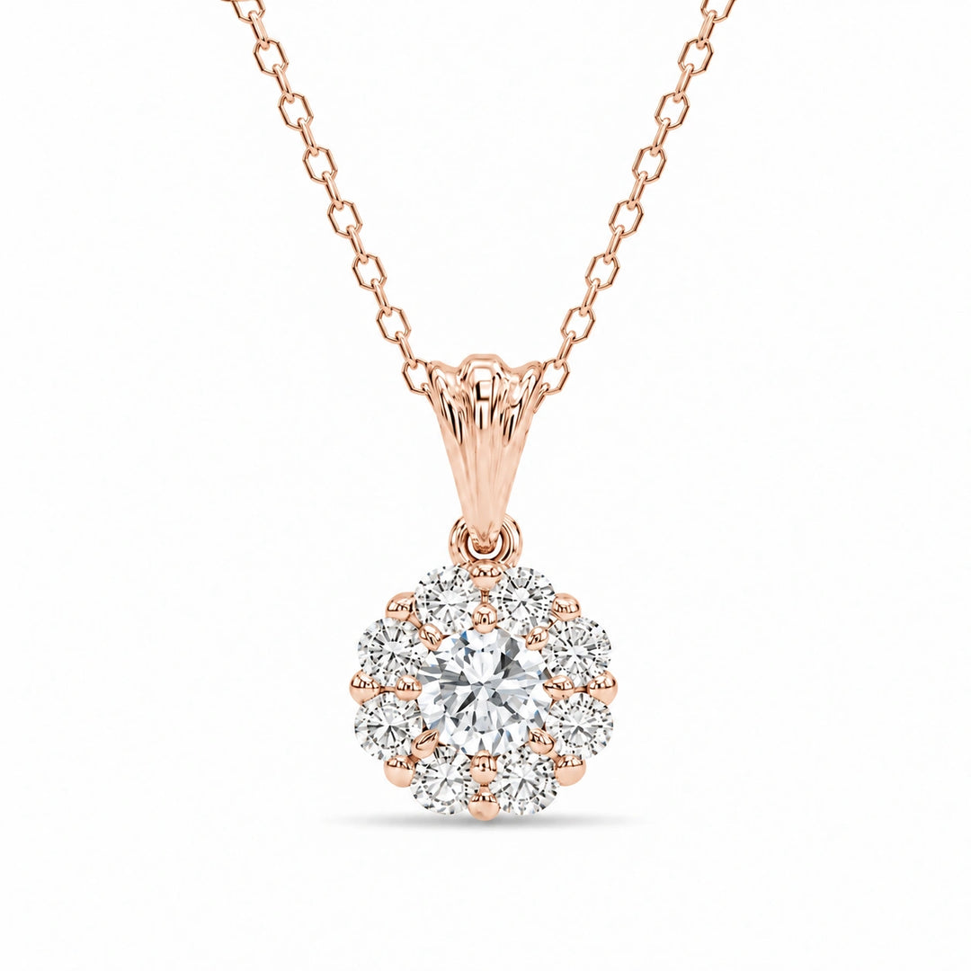 Daisy Lab Diamond Pendant in 14K Rose Gold, product visualization