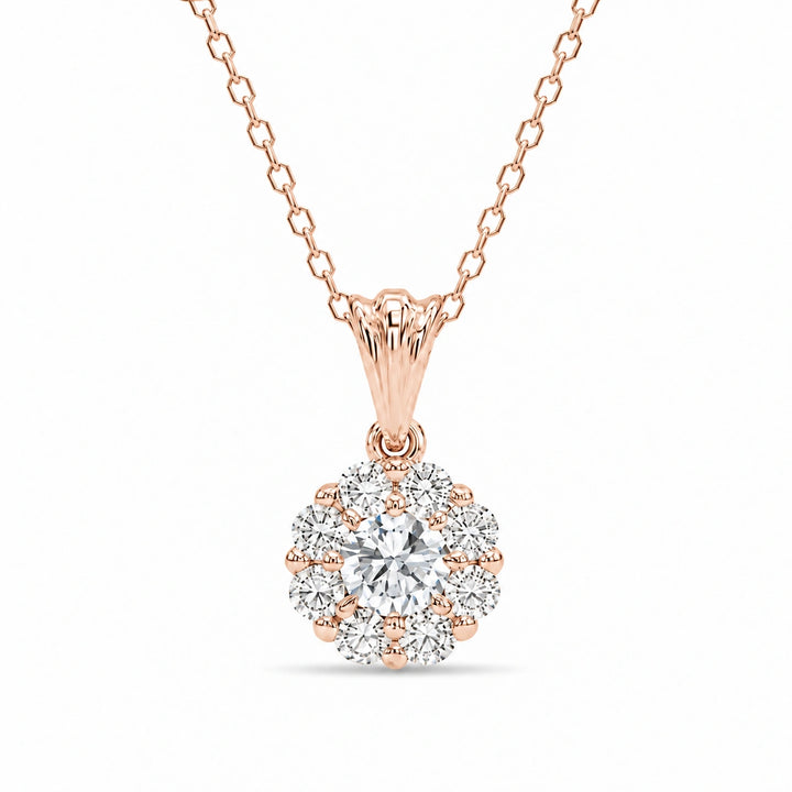 Daisy Lab Diamond Pendant in 14K Rose Gold, product visualization