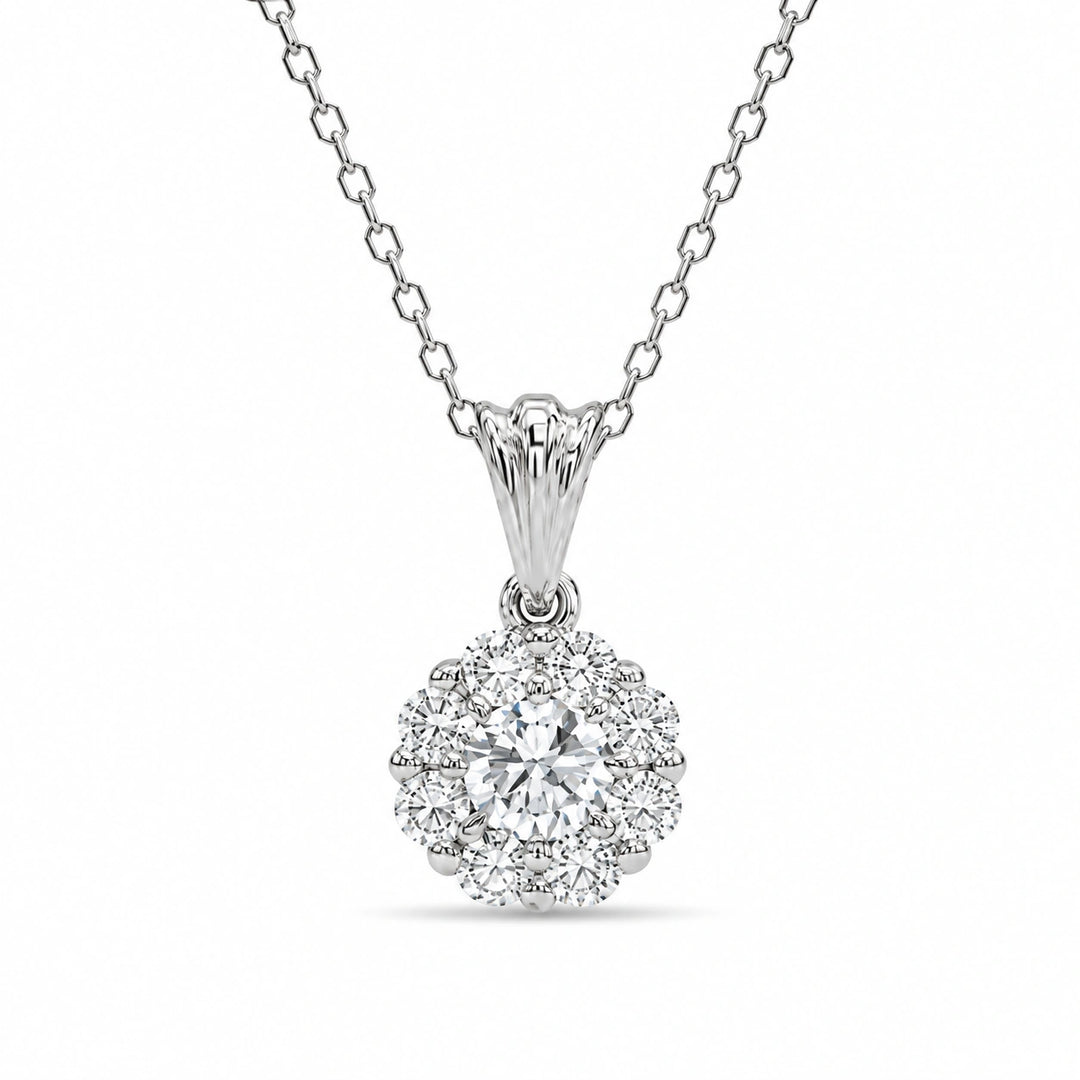Daisy Lab Diamond Pendant in 14K White Gold, product visualization