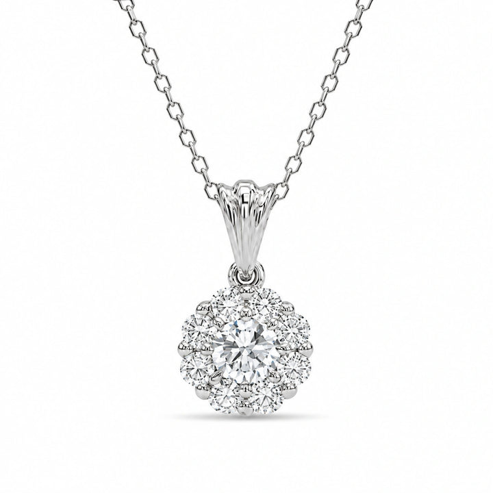 Daisy Lab Diamond Pendant in 14K White Gold, product visualization