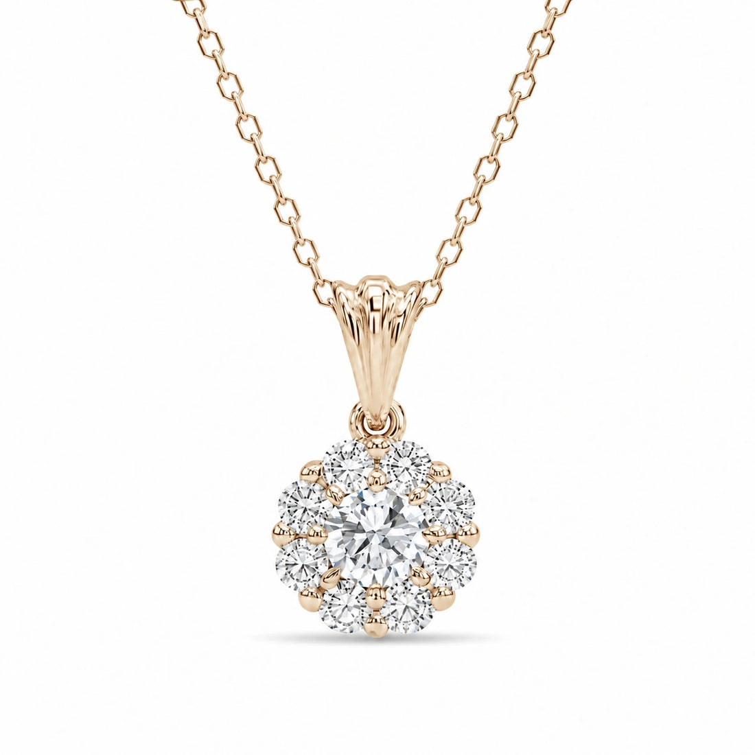 Daisy Lab Diamond Pendant in 14K Yellow Gold