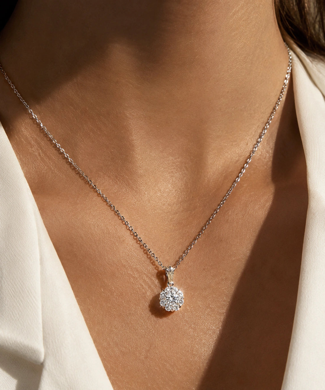 Daisy Lab Diamond Pendant worn on model