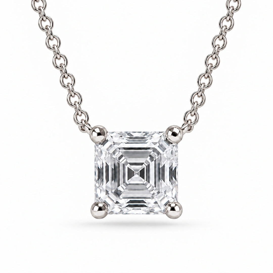Asscher-Cut Lab Diamond Pendant in Platinum 950, product visualization