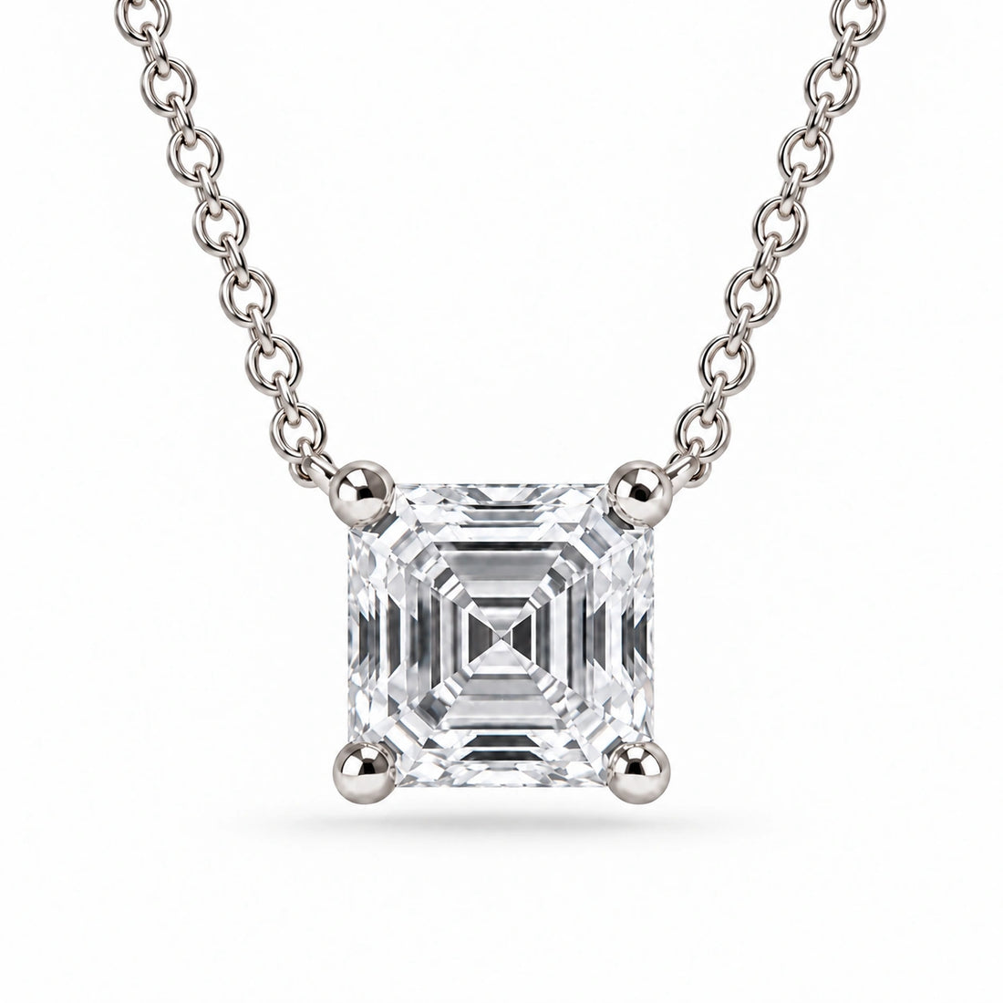 Asscher-Cut Lab Diamond Pendant in Platinum 950