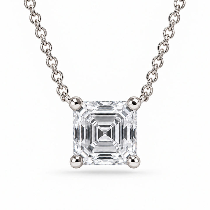 Asscher-Cut Lab Diamond Pendant in Platinum 950, product visualization