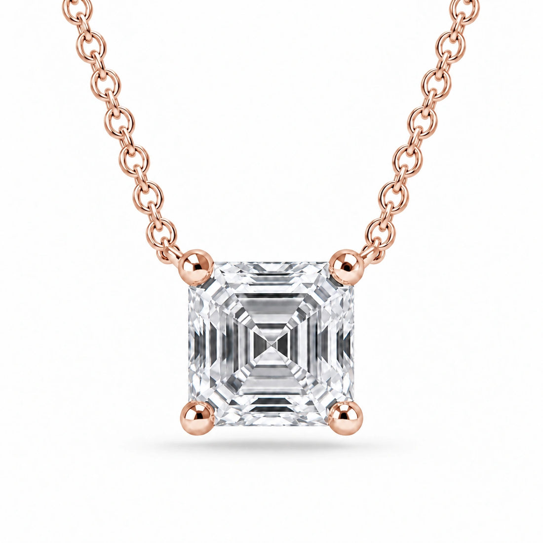 Asscher-Cut Lab Diamond Pendant in 14K Rose Gold