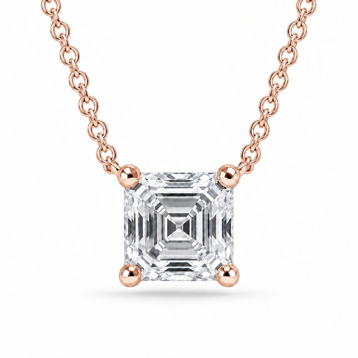 Asscher-Cut Lab Diamond Pendant in 14K Rose Gold, product visualization