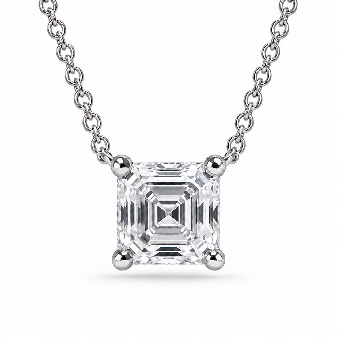 Asscher-Cut Lab Diamond Pendant in 14K White Gold