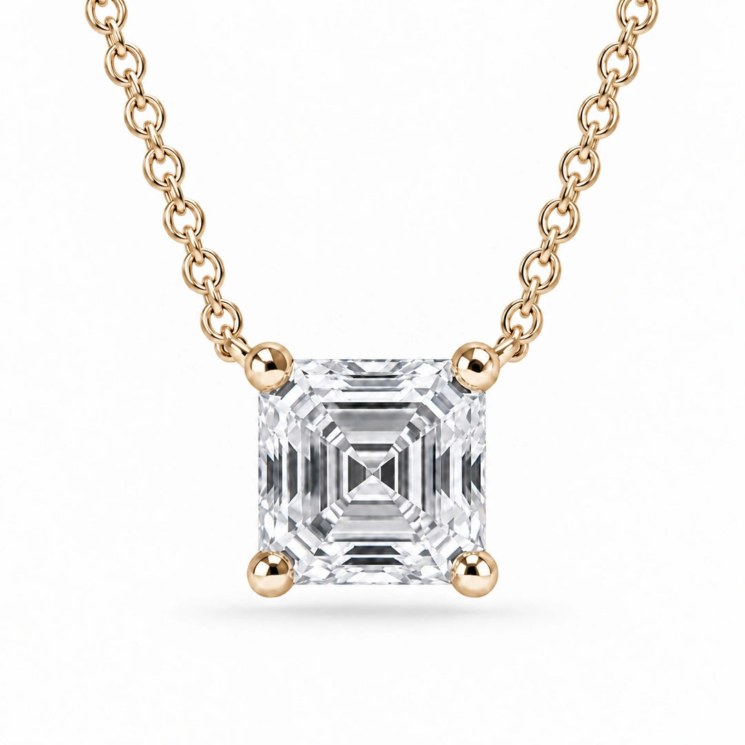 Asscher-Cut Lab Diamond Pendant in 14K Yellow Gold, product visualization