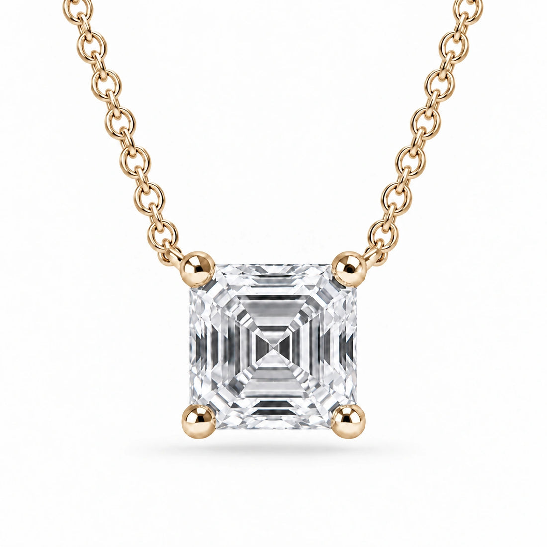 Asscher-Cut Lab Diamond Pendant in 14K Yellow Gold