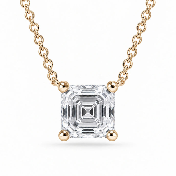 Asscher-Cut Lab Diamond Pendant in 14K Yellow Gold, product visualization