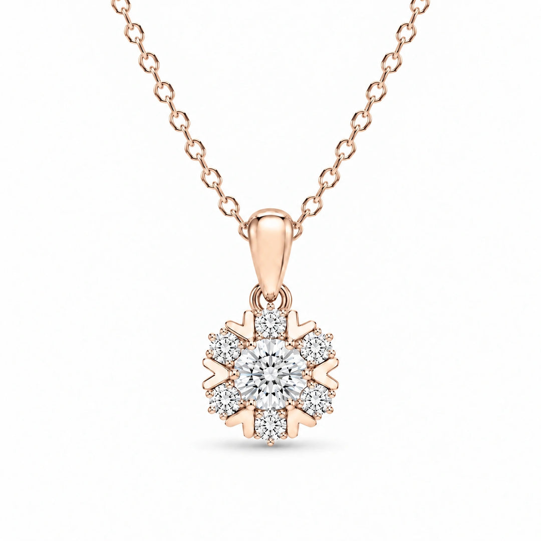 Snowflake Lab Diamond Pendant in 14K Rose Gold, product visualization