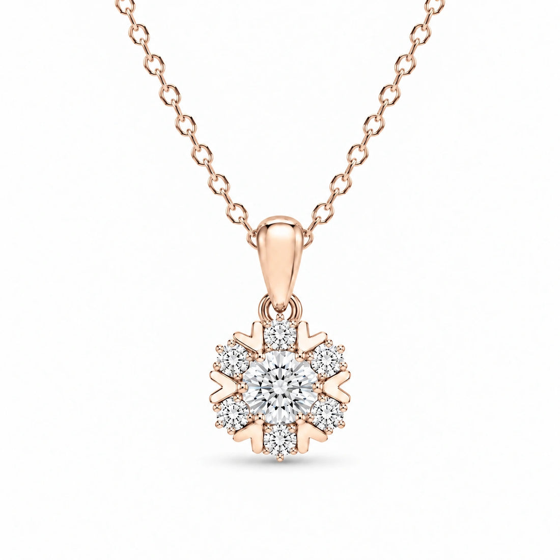 Snowflake Lab Diamond Pendant in 14K Rose Gold