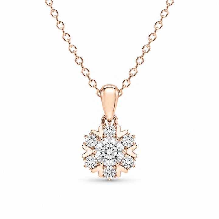 Snowflake Lab Diamond Pendant in 14K Rose Gold, product visualization