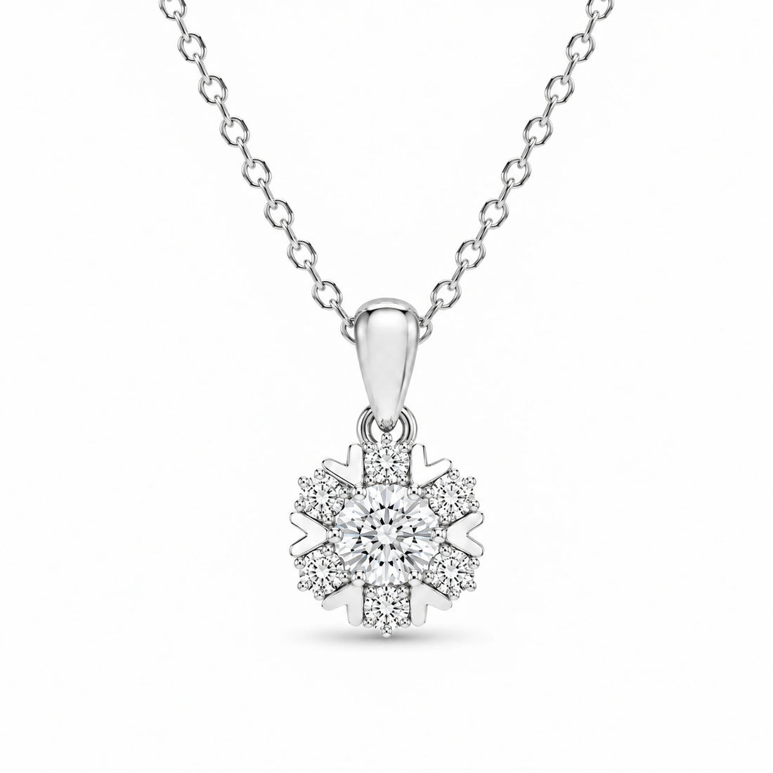 Snowflake Lab Diamond Pendant in 14K White Gold