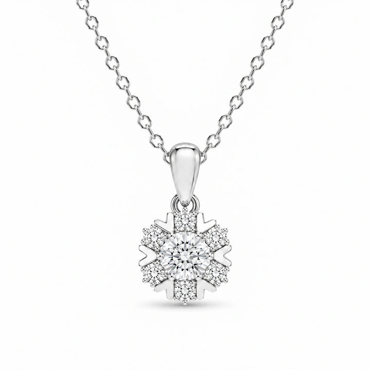 Snowflake Lab Diamond Pendant in 14K White Gold, product visualization