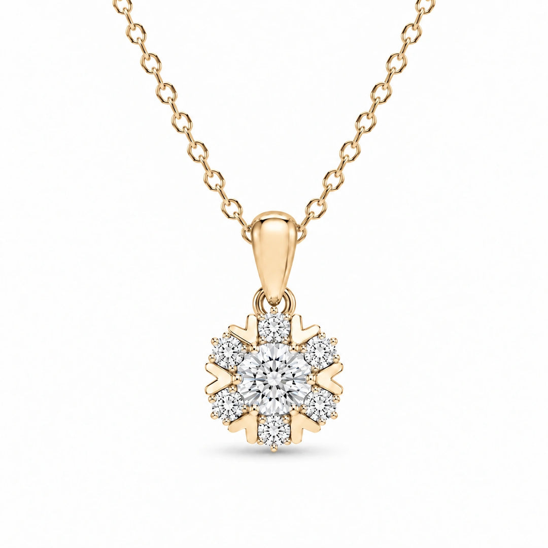 Snowflake Lab Diamond Pendant in 14K Yellow Gold, product visualization