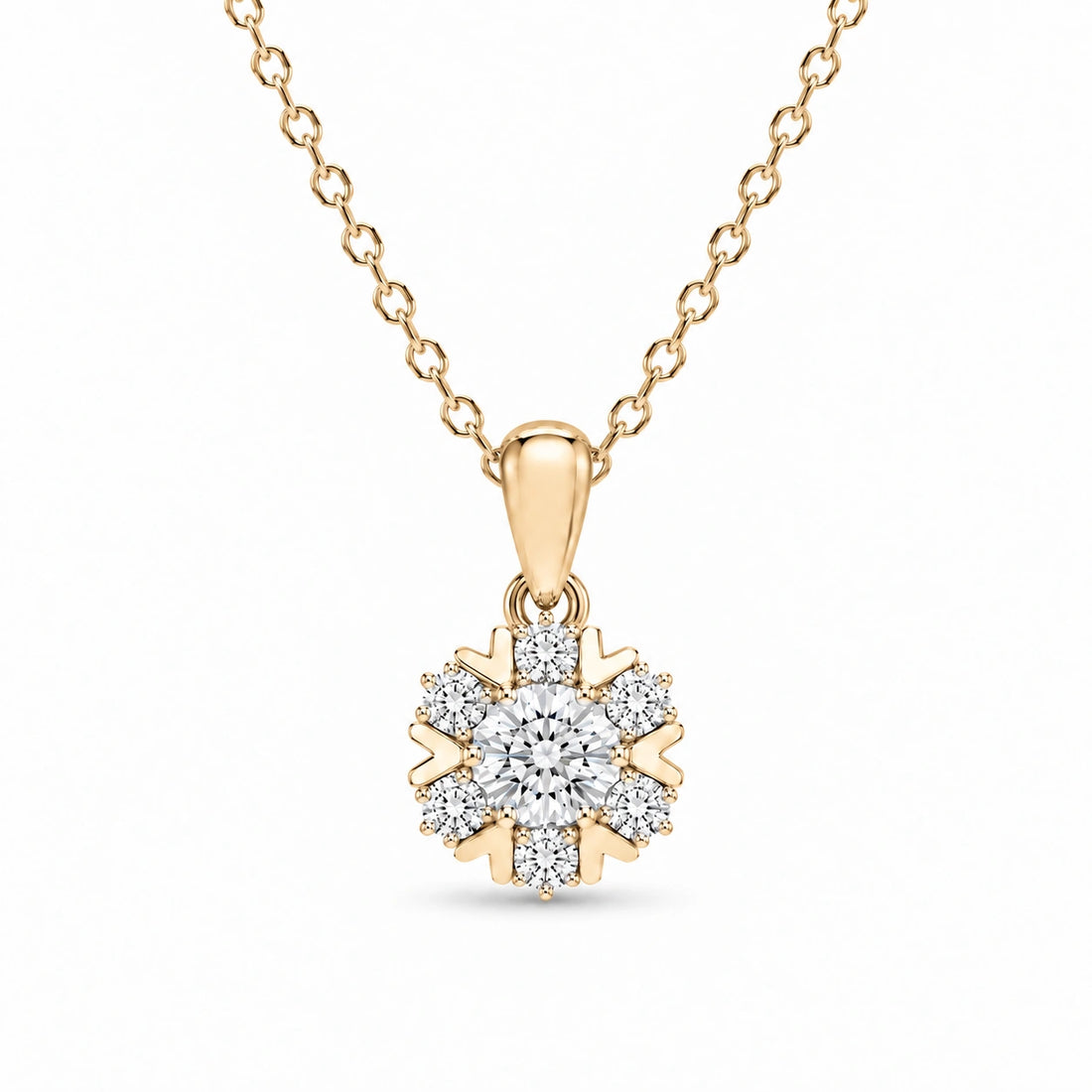 Snowflake Lab Diamond Pendant in 14K Yellow Gold