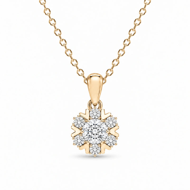 Snowflake Lab Diamond Pendant in 14K Yellow Gold, product visualization