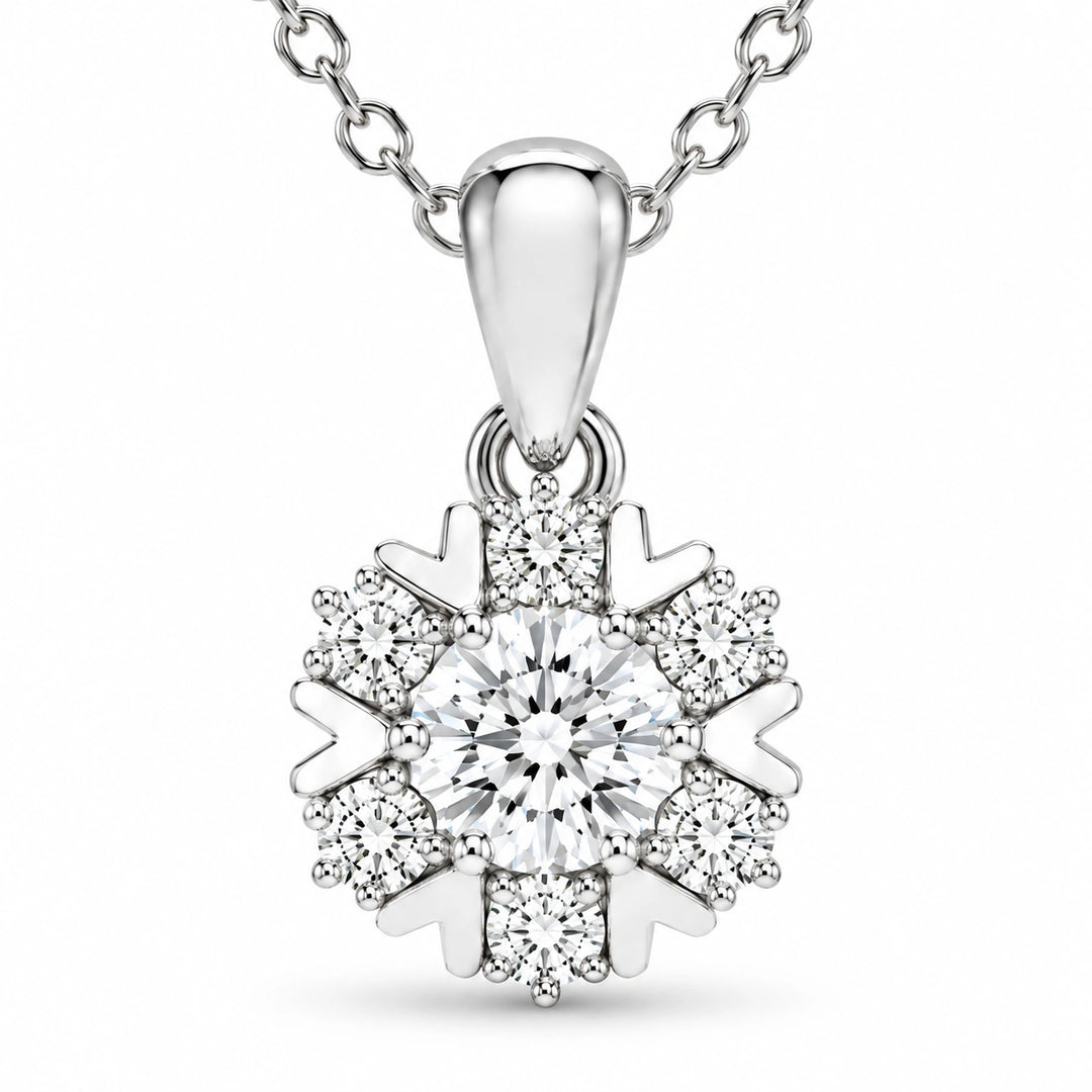 Snowflake Lab Diamond Pendant close-up detail, product visualization