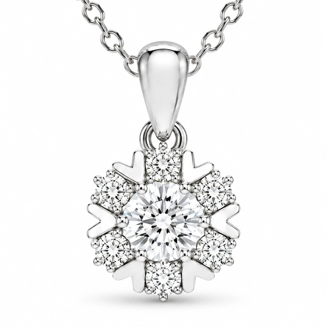 Snowflake Lab Diamond Pendant close-up detail