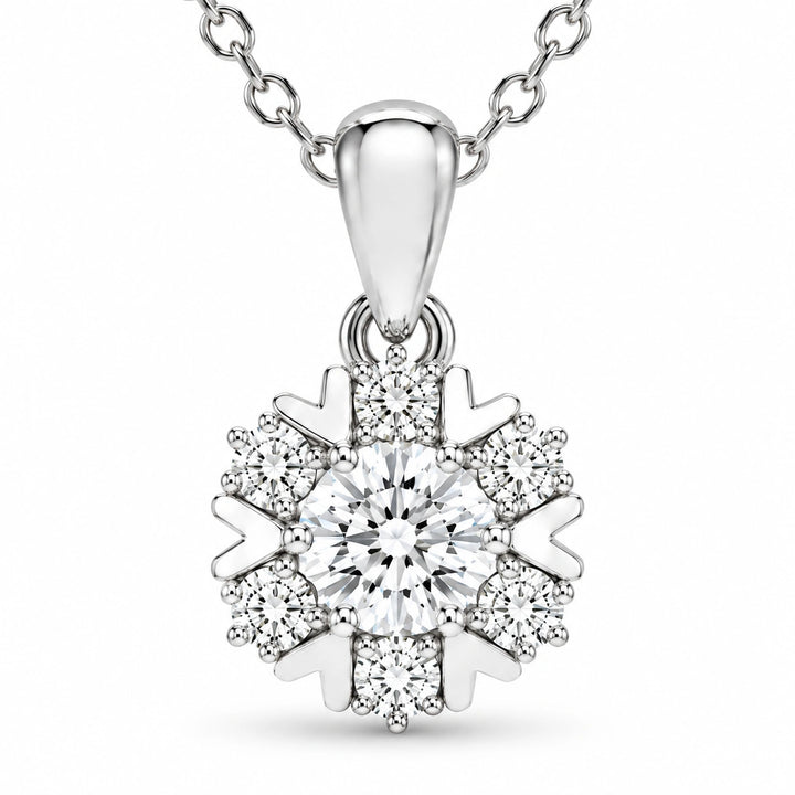 Snowflake Lab Diamond Pendant close-up detail, product visualization