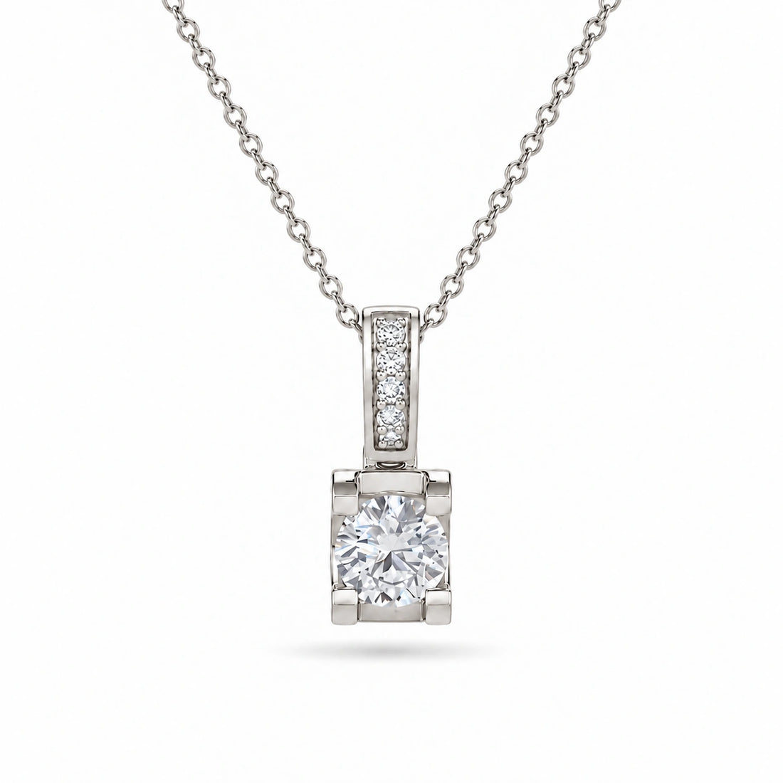 Pavé Bail Round Lab Diamond Pendant 0.60ctw in Platinum 950