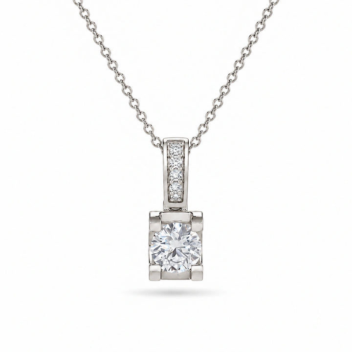 Pavé Bail Round Lab Diamond Pendant 0.60ctw in Platinum 950, product visualization