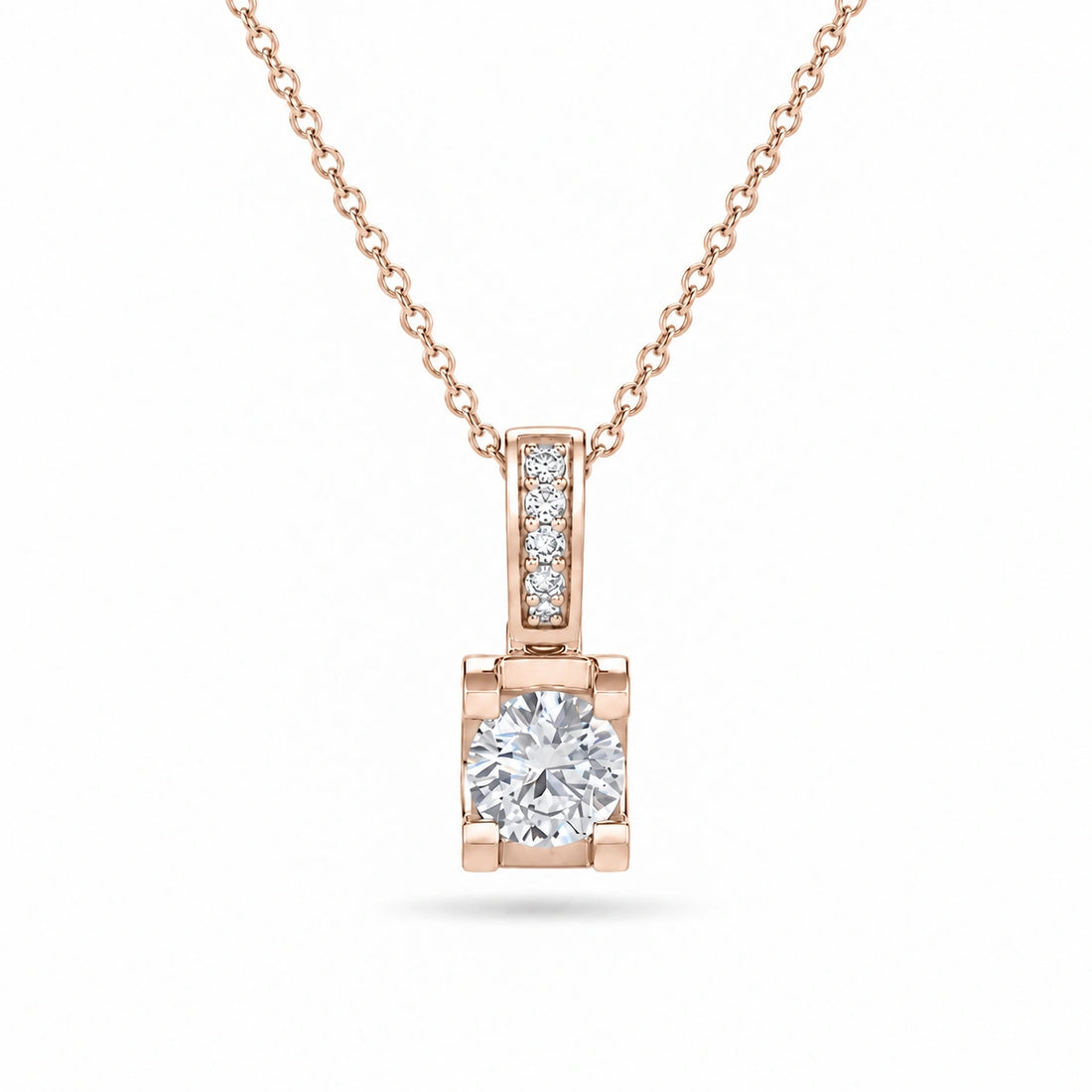 Pavé Bail Round Lab Diamond Pendant 0.60ctw in 14K Rose Gold