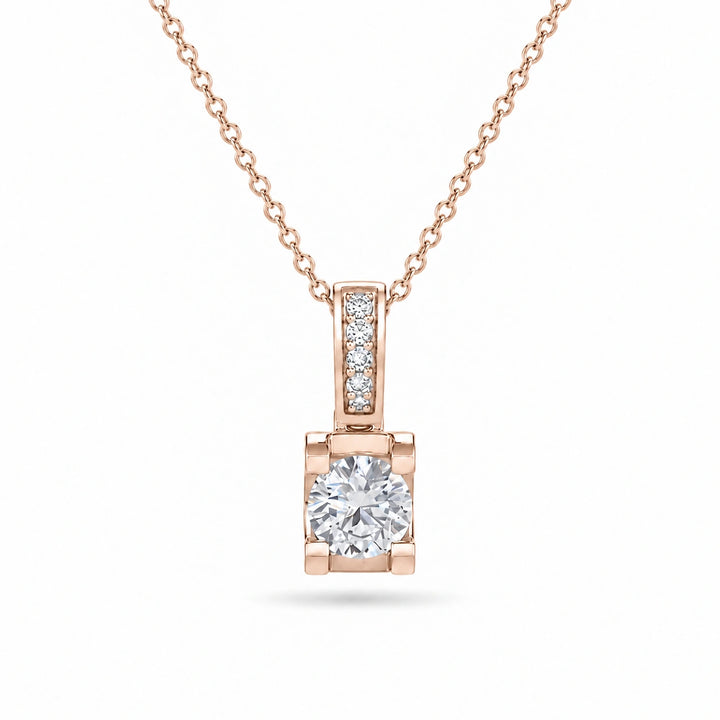 Pavé Bail Round Lab Diamond Pendant 0.60ctw in 14K Rose Gold, product visualization