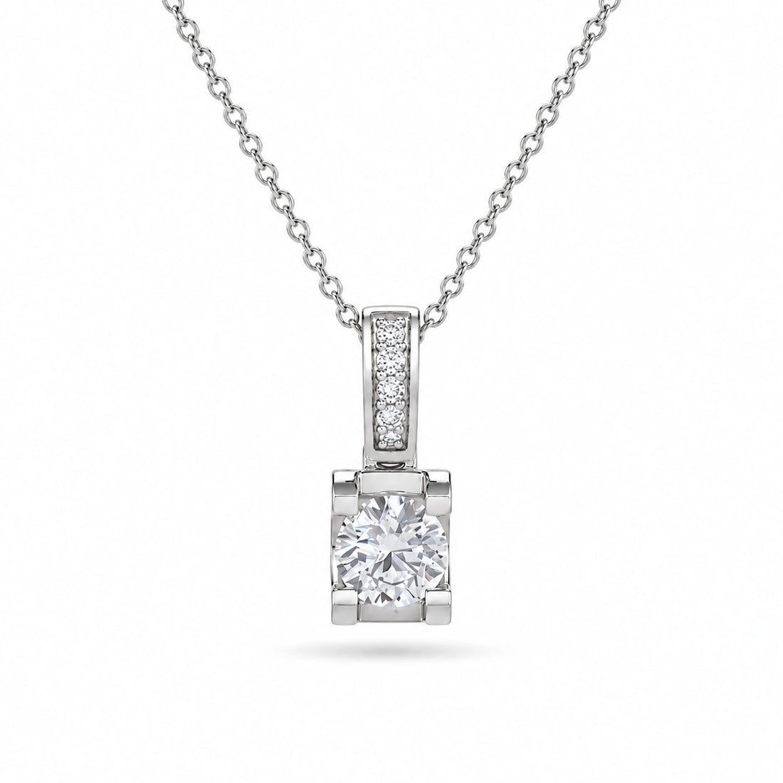Pavé Bail Round Lab Diamond Pendant 0.60ctw in 14K White Gold